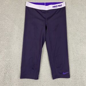 Nike Pro Purple Fitted Cropped Active Training Tights 458659-506 Women's M‎